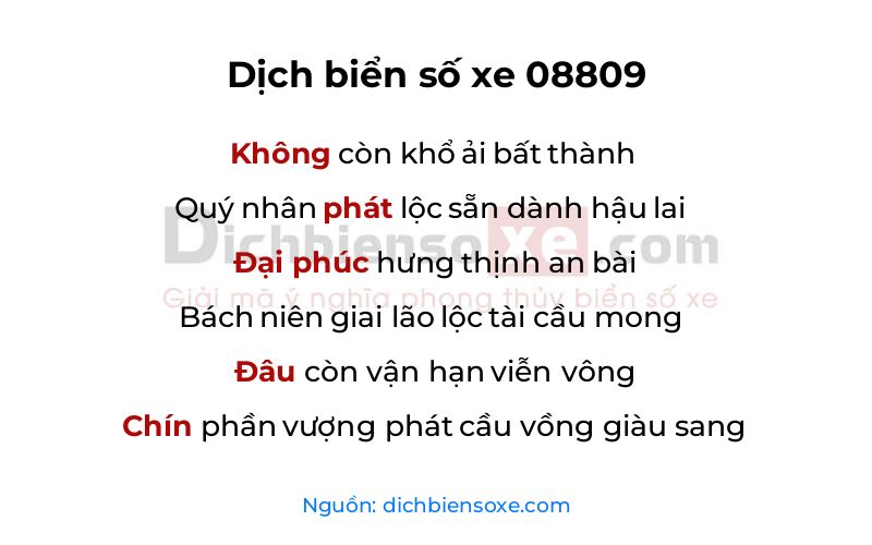 Dịch thơ biển số 08809