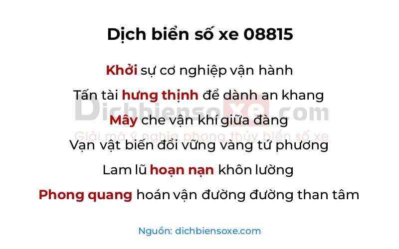 Dịch thơ biển số 08815