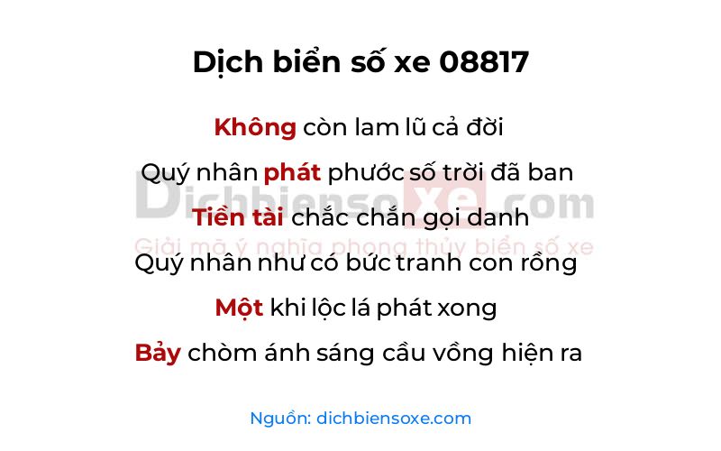 Dịch thơ biển số 08817