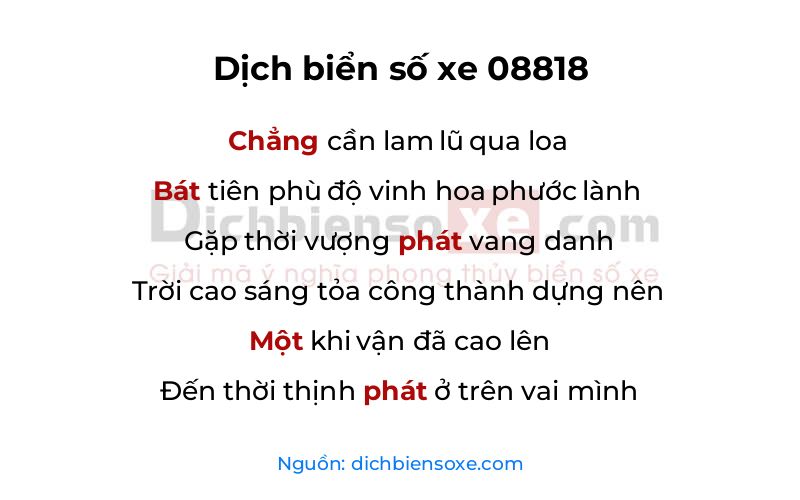 Dịch thơ biển số 08818