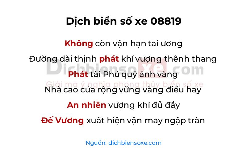 Dịch thơ biển số 08819