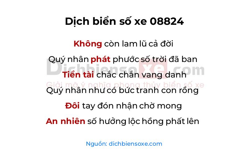 Dịch thơ biển số 08824
