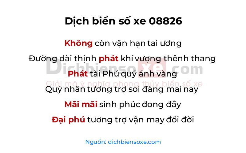 Dịch thơ biển số 08826
