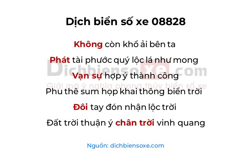 Dịch thơ biển số 08828