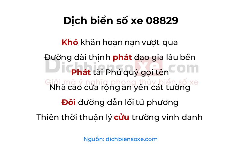 Dịch thơ biển số 08829