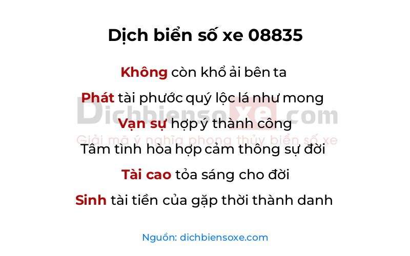 Dịch thơ biển số 08835