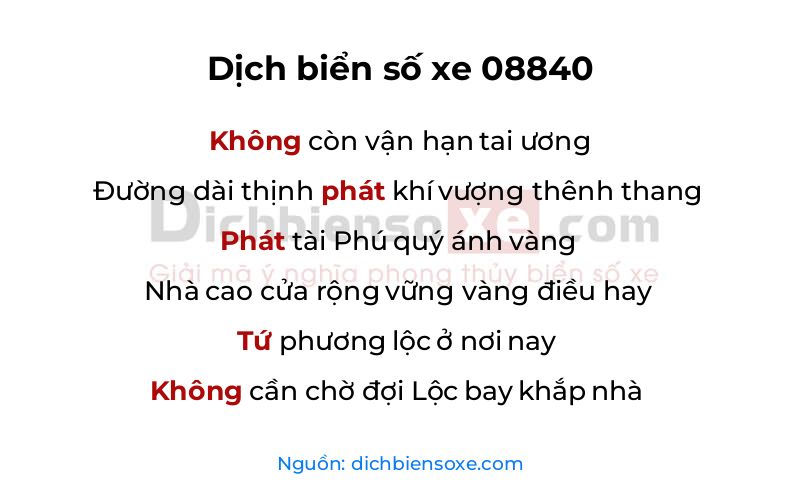 Dịch thơ biển số 08840