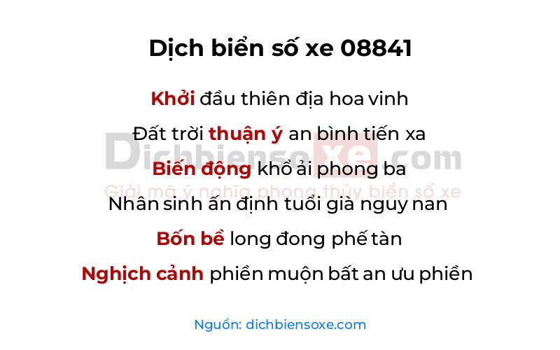Dịch thơ biển số 08841