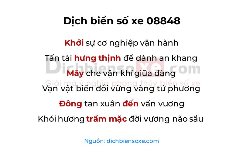 Dịch thơ biển số 08848