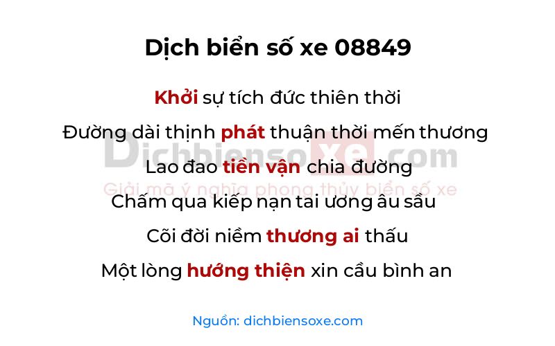 Dịch thơ biển số 08849