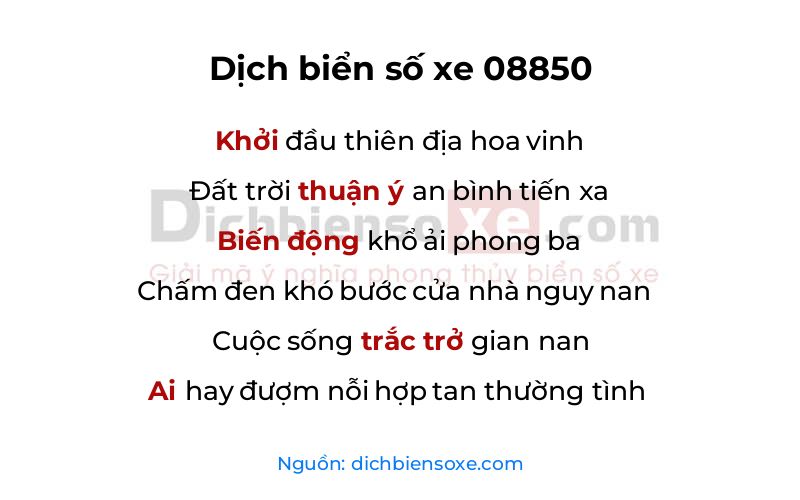Dịch thơ biển số 08850