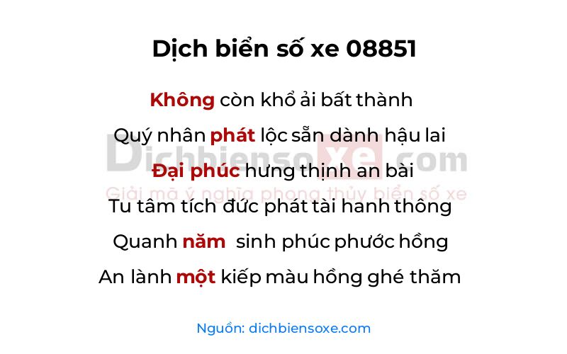 Dịch thơ biển số 08851