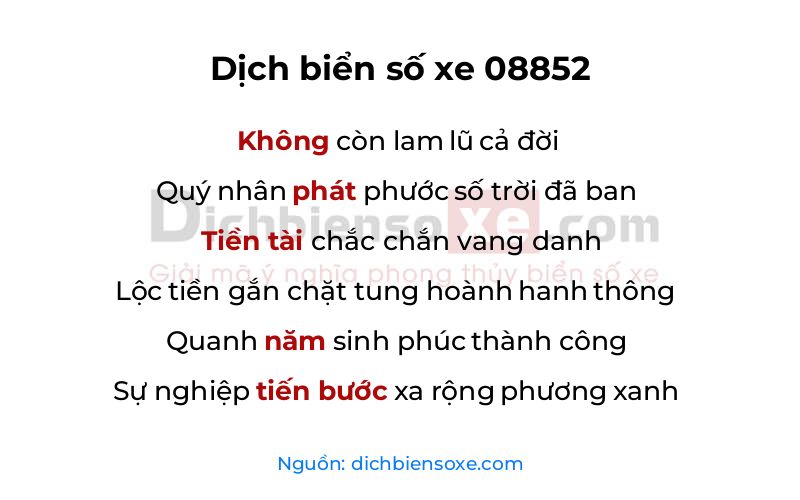 Dịch thơ biển số 08852