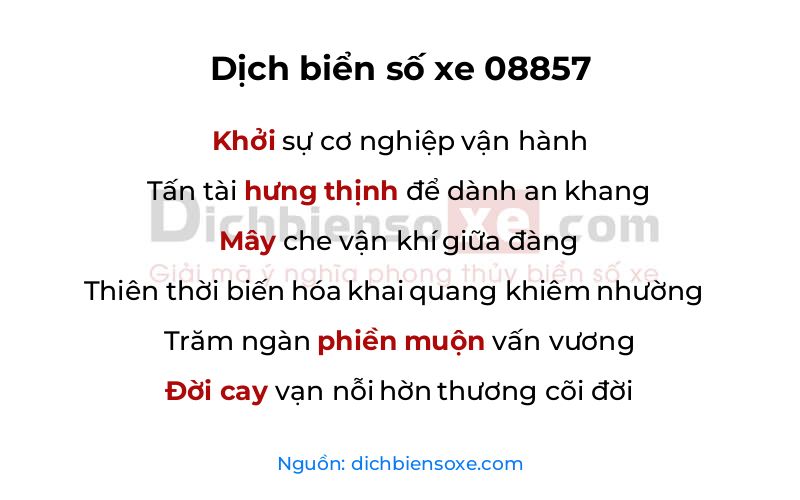 Dịch thơ biển số 08857