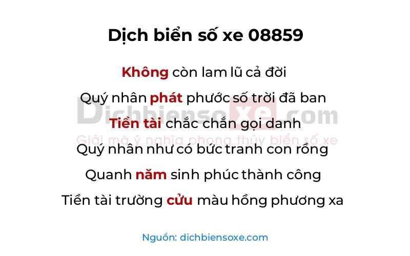 Dịch thơ biển số 08859