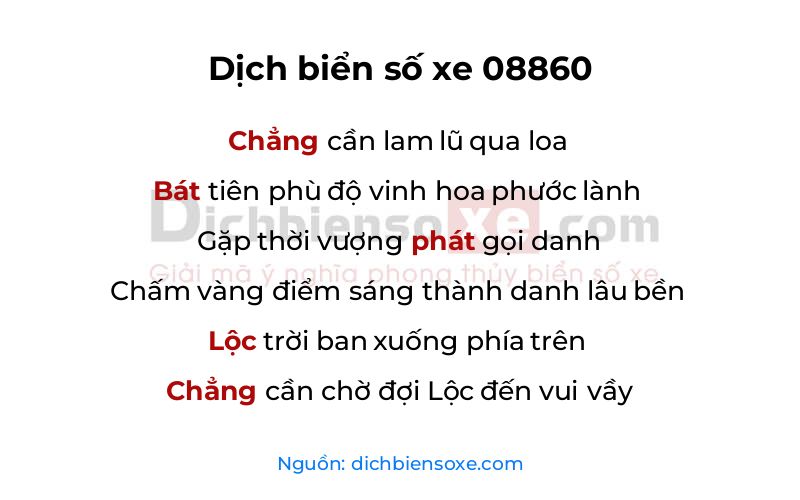 Dịch thơ biển số 08860