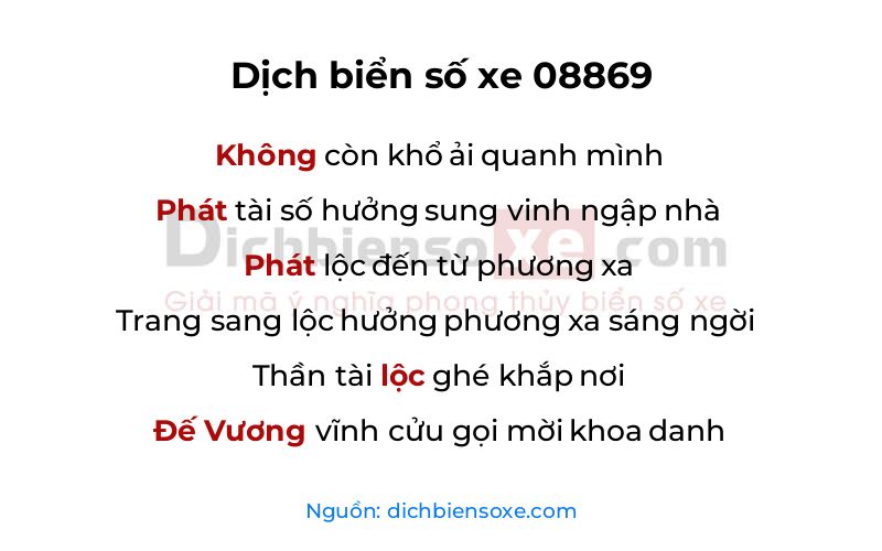 Dịch thơ biển số 08869