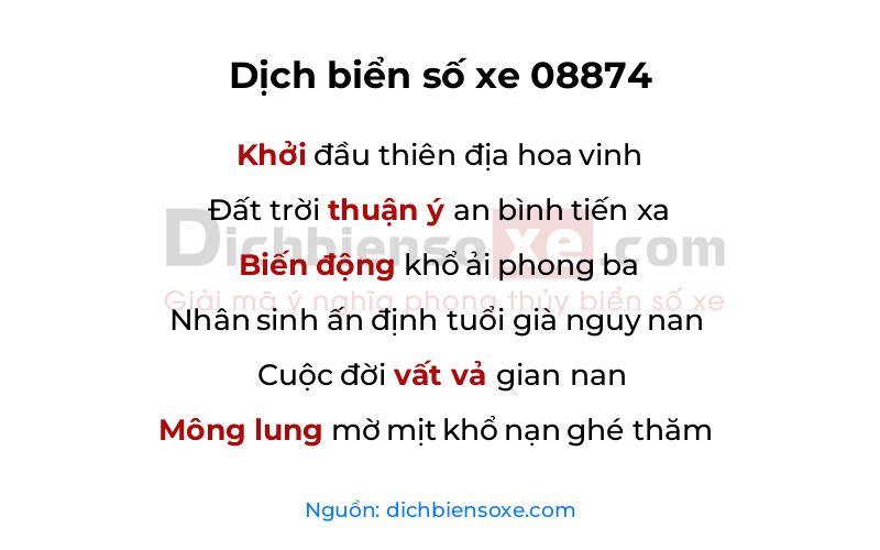 Dịch thơ biển số 08874