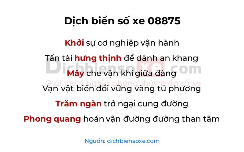 Dịch thơ biển số 08875