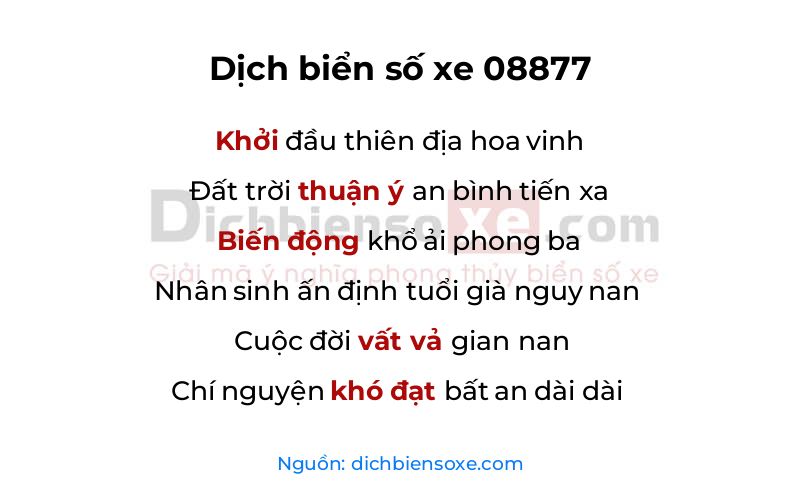 Dịch thơ biển số 08877