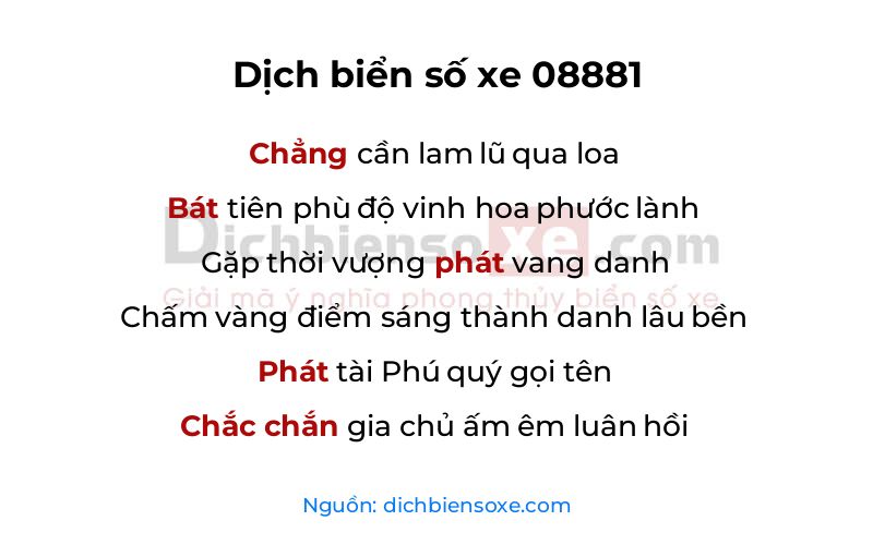 Dịch thơ biển số 08881