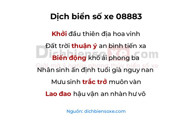 Dịch thơ biển số 08883