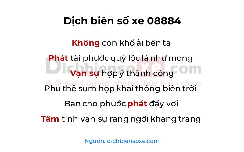 Dịch thơ biển số 08884