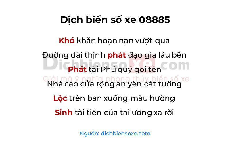 Dịch thơ biển số 08885