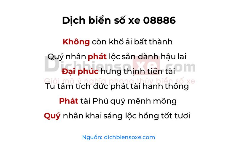 Dịch thơ biển số 08886