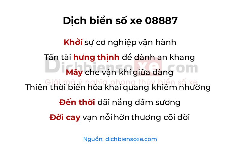 Dịch thơ biển số 08887