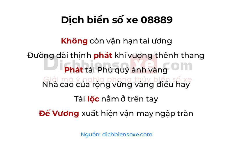 Dịch thơ biển số 08889