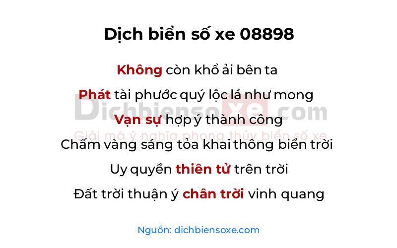 Dịch thơ biển số 08898