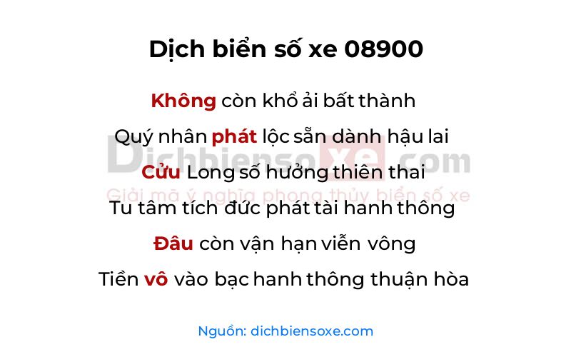 Dịch thơ biển số 08900