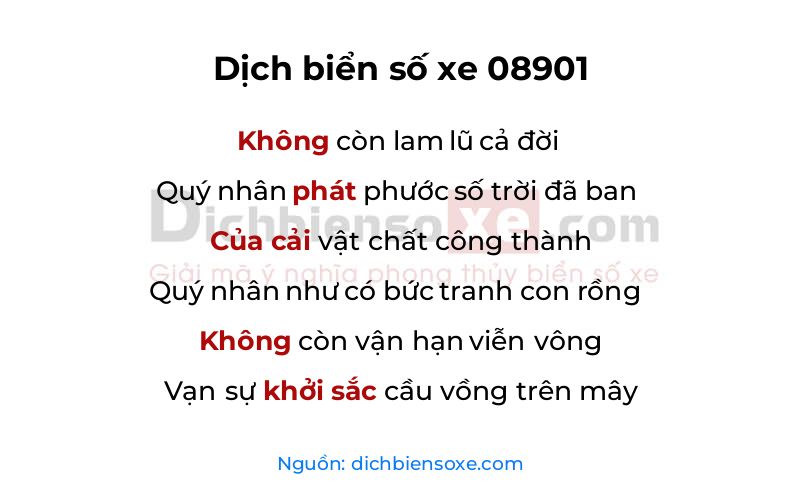 Dịch thơ biển số 08901