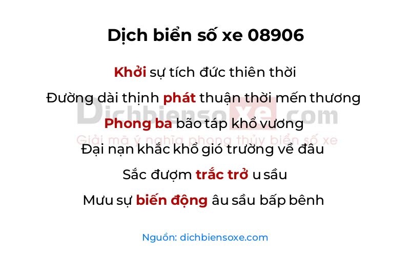 Dịch thơ biển số 08906