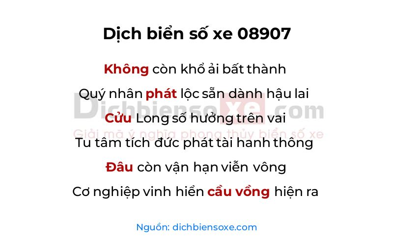 Dịch thơ biển số 08907
