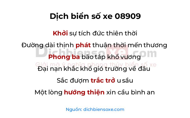Dịch thơ biển số 08909