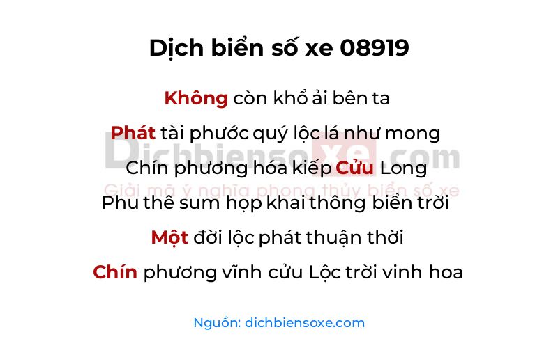 Dịch thơ biển số 08919