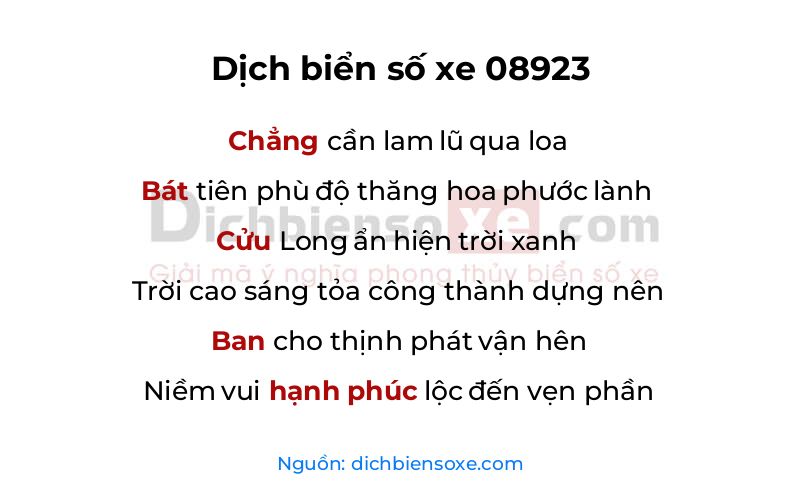Dịch thơ biển số 08923