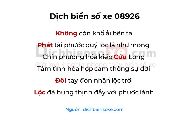 Dịch thơ biển số 08926