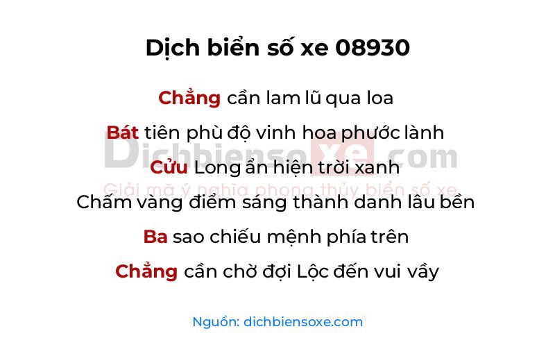 Dịch thơ biển số 08930