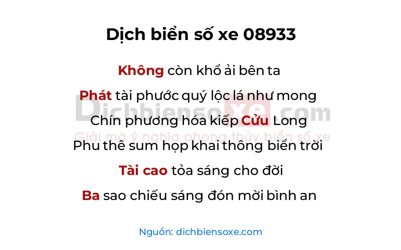Dịch thơ biển số 08933