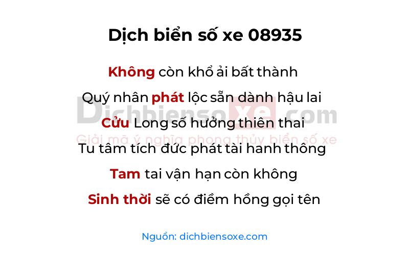 Dịch thơ biển số 08935