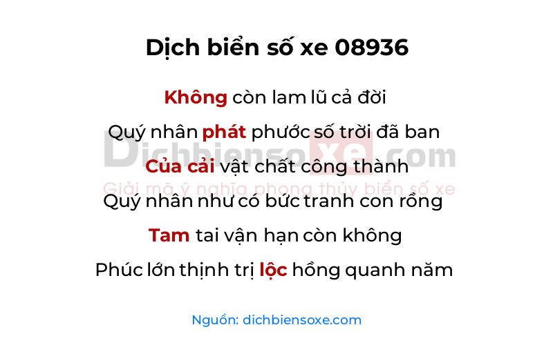 Dịch thơ biển số 08936