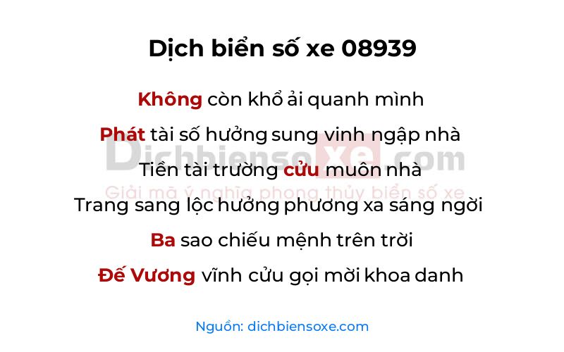 Dịch thơ biển số 08939