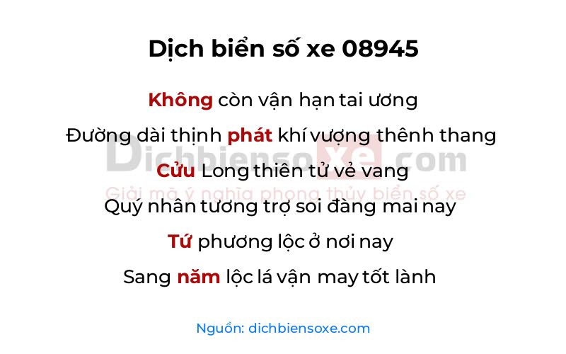 Dịch thơ biển số 08945