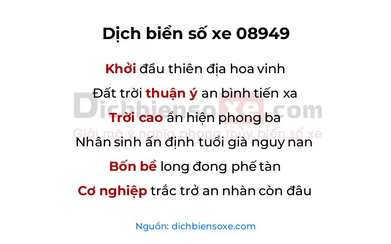 Dịch thơ biển số 08949