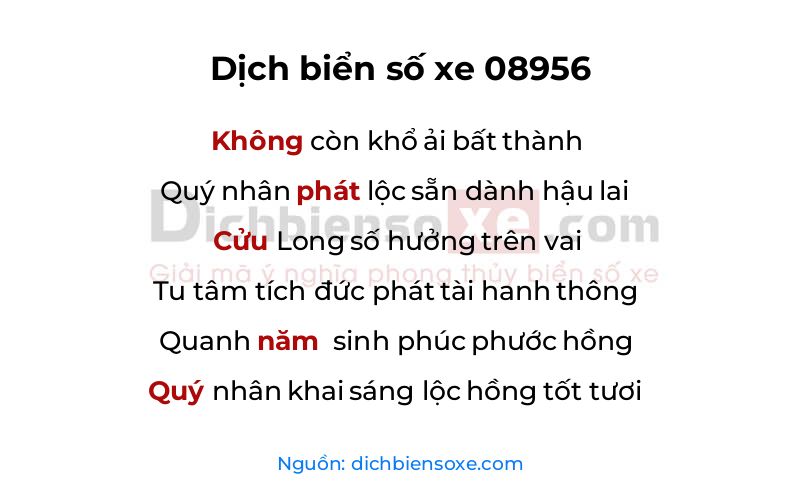 Dịch thơ biển số 08956