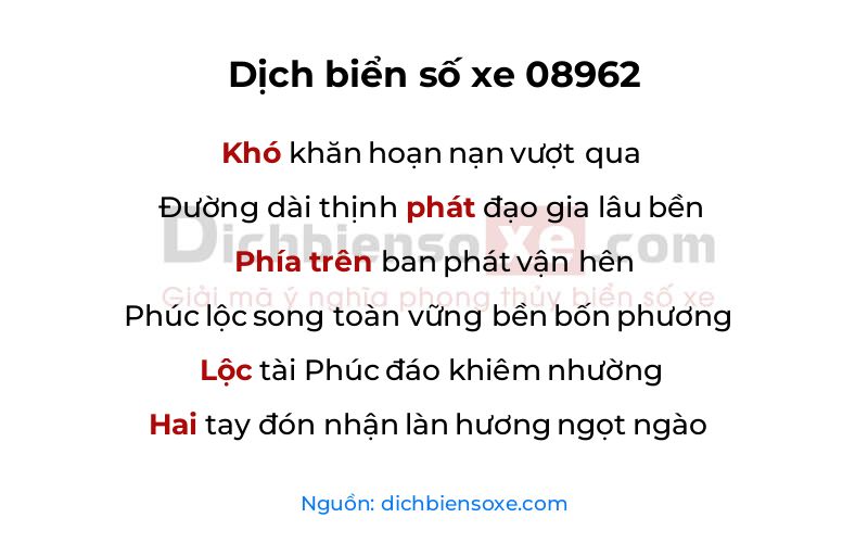 Dịch thơ biển số 08962
