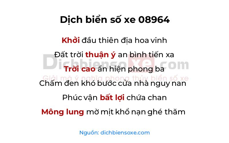 Dịch thơ biển số 08964